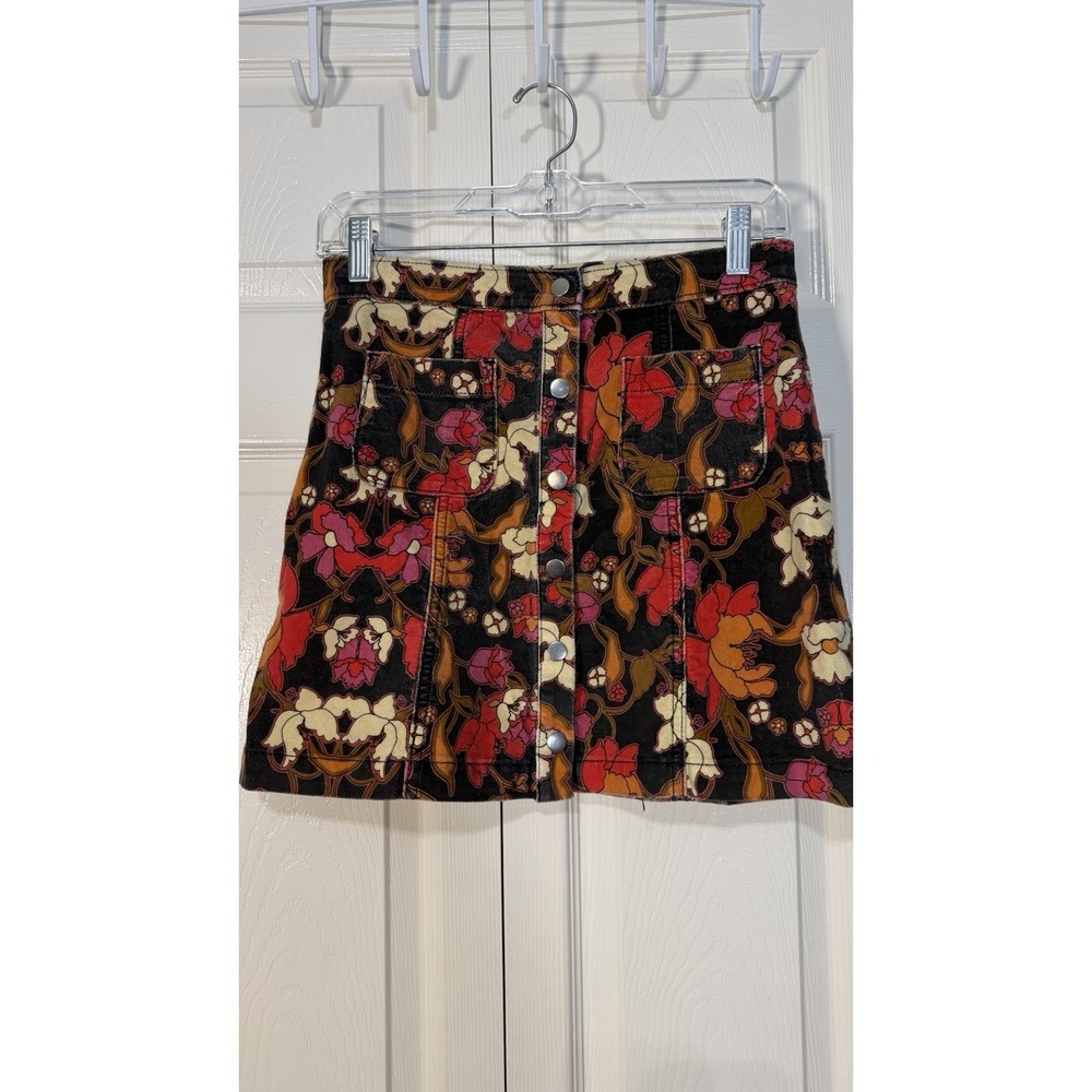 Urban Outfitters Women's Retro Corduroy Skirt Floral Multi Color Size Small